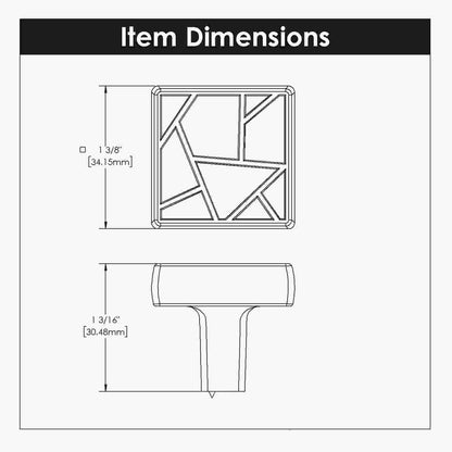 1-3/8 Inch Square Cullet Square Knob