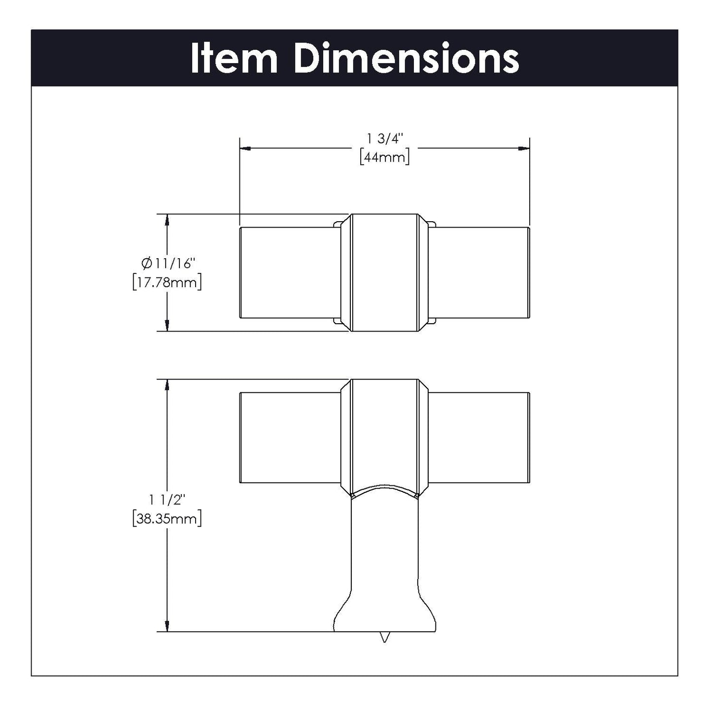 1-3/4 Inch x 11/16 Inch Crystal Palace T-Knob