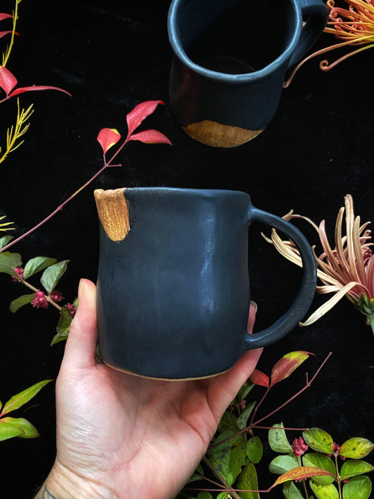 Matte Black & Wood - Ceramic Mugs & Cups