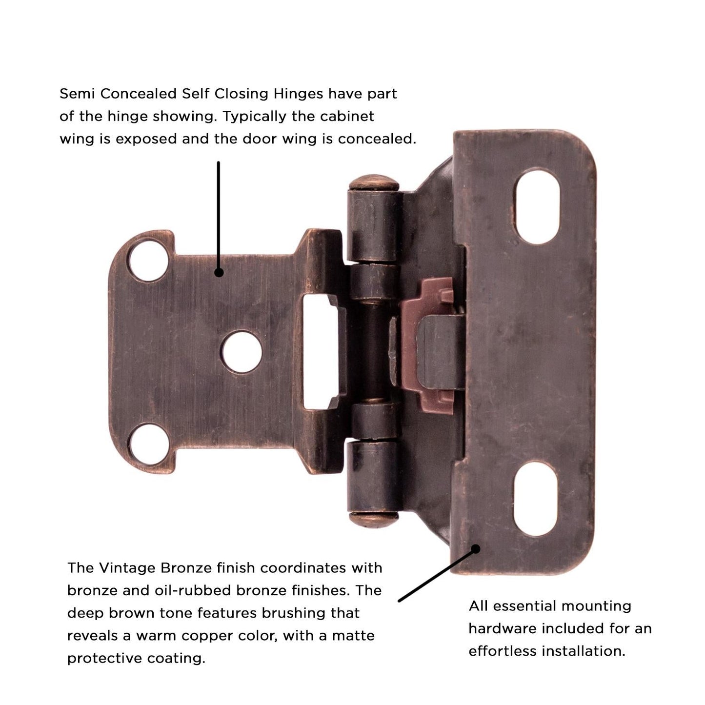 Self-Closing Semi-Concealed Hinge