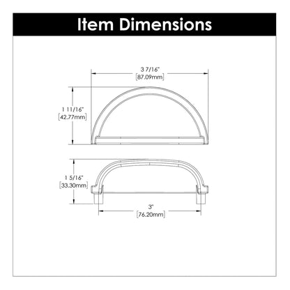 3 Inch Center to Center Williamsburg Cup Pull