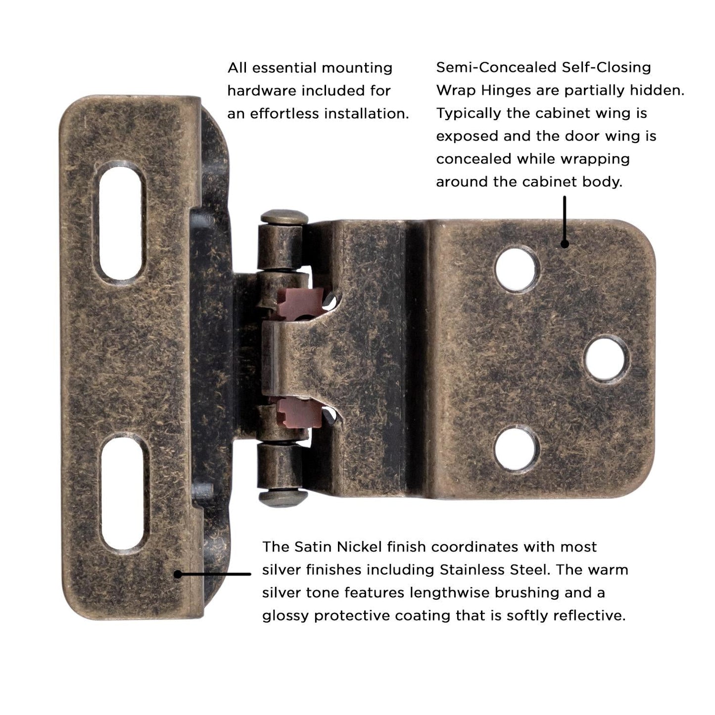 Self-Closing Semi-Concealed Hinge