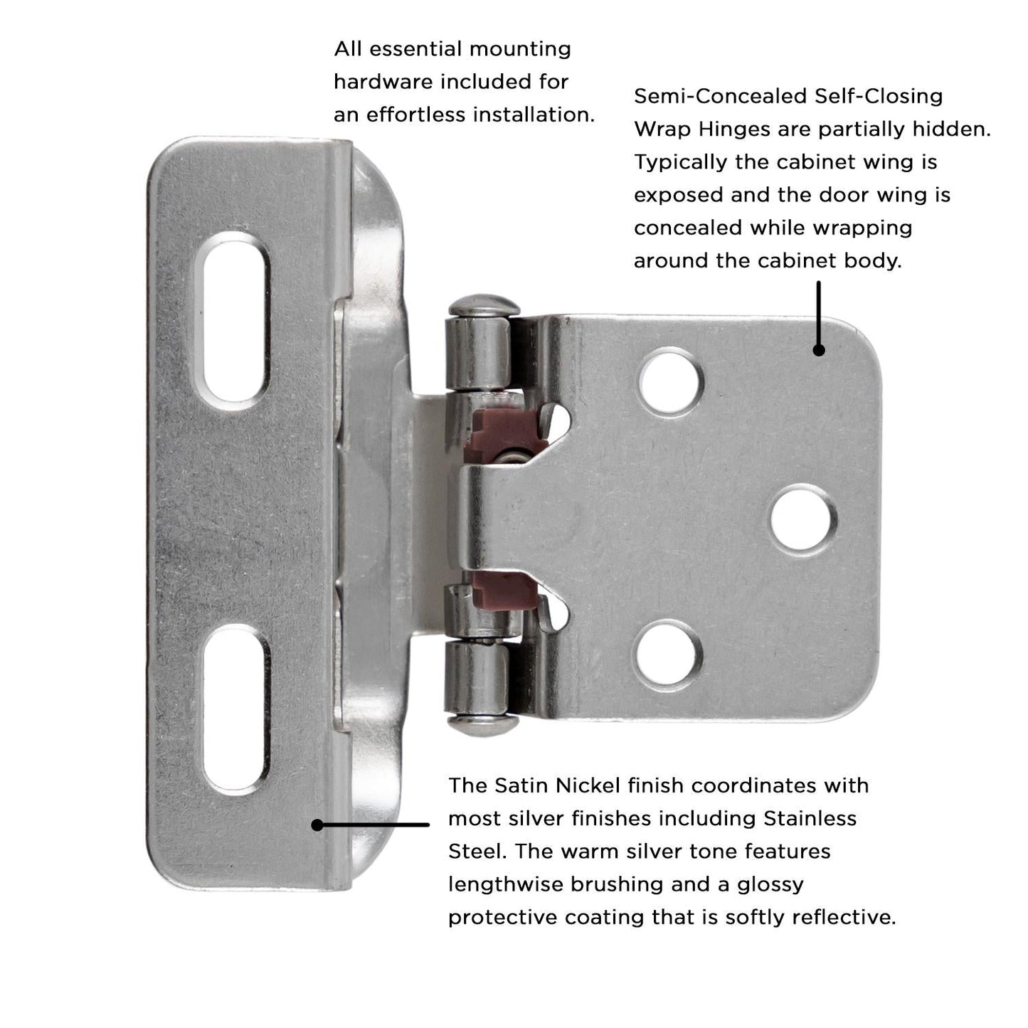 Self-Closing Semi-Concealed Hinge