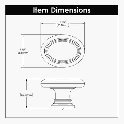 1-1/2 Inch x 1-1/8 Inch Oval Berkshire Oval Knob
