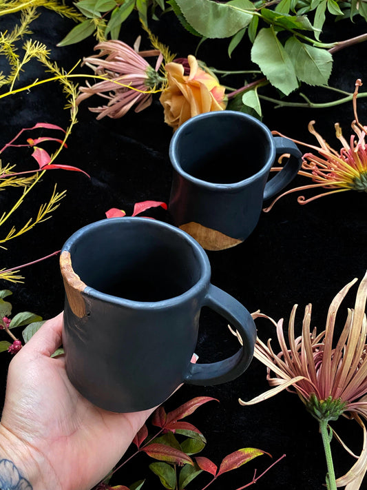 Matte Black & Wood - Ceramic Mugs & Cups