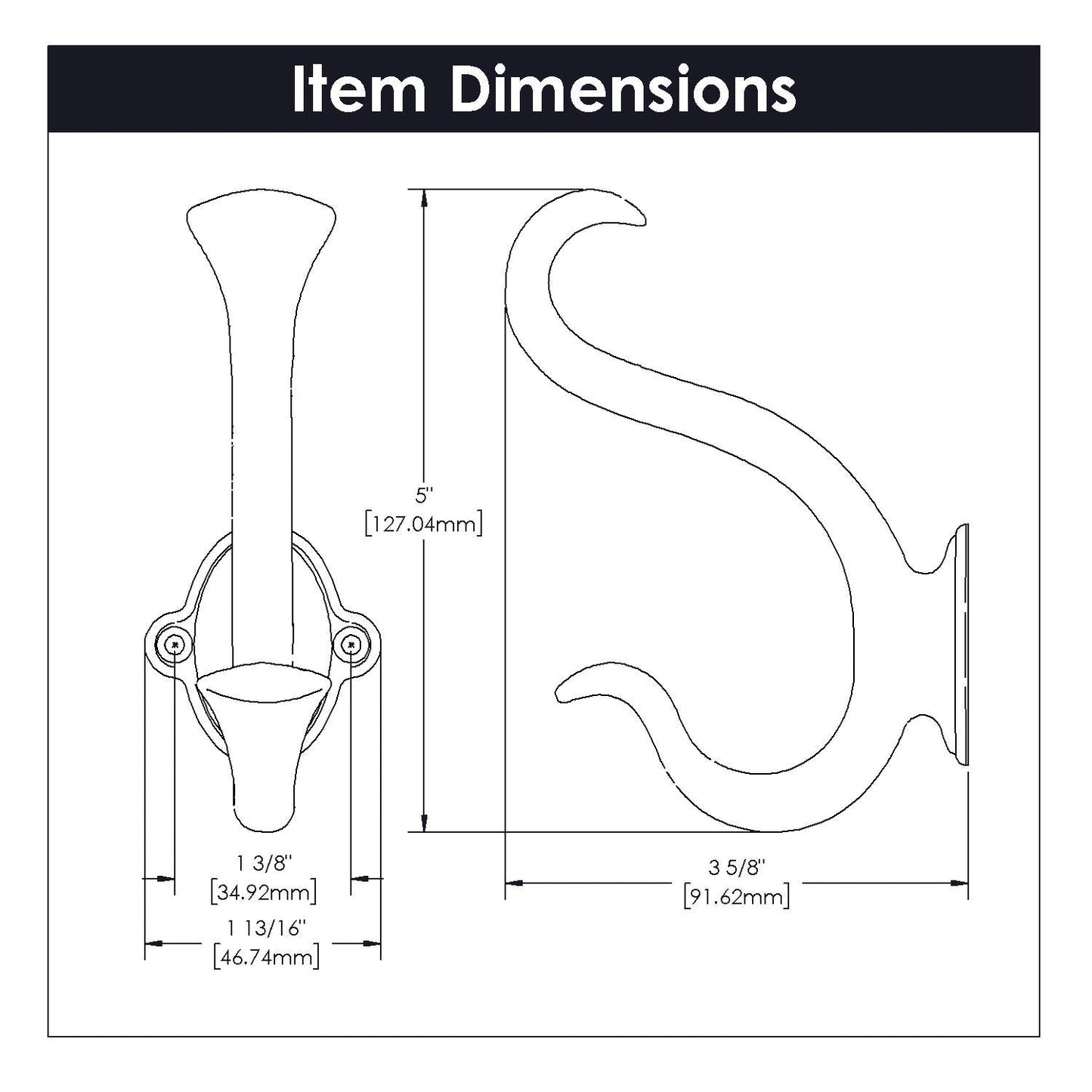 1-3/8 Inch Center to Center Craftsman Hook