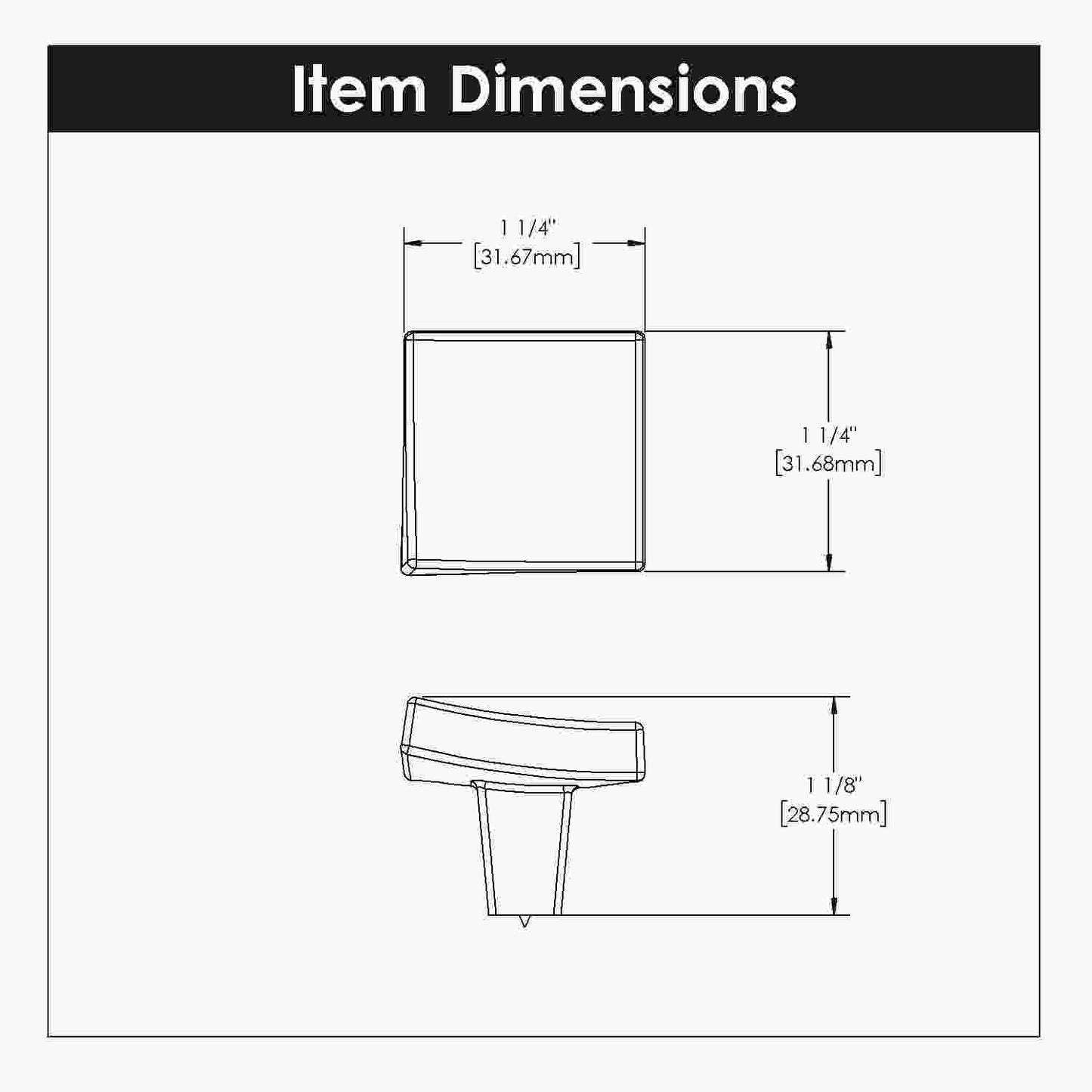 1-1/4 Inch Square Flex Square Knob