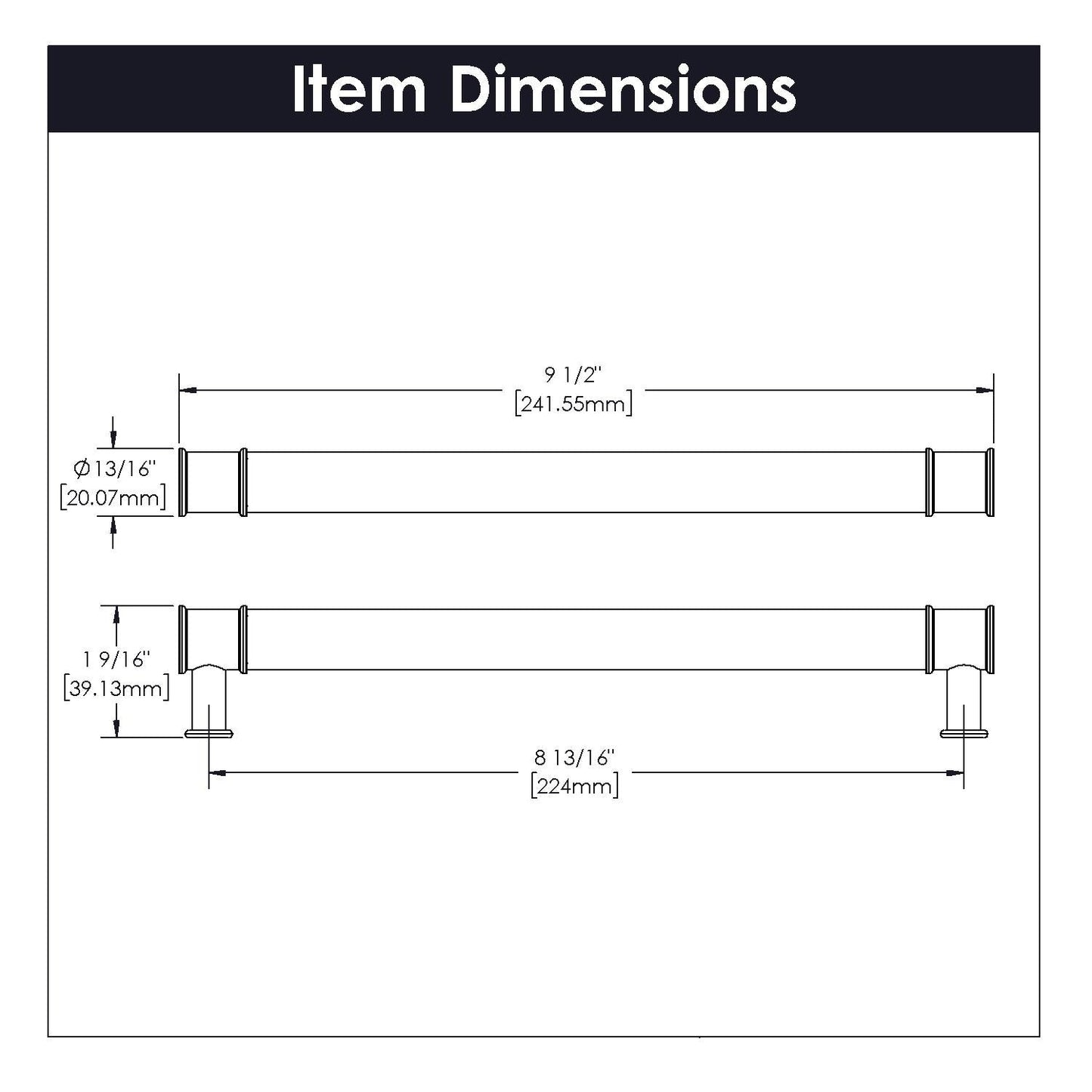 8-13/16 Inch (224mm) Midway Pull