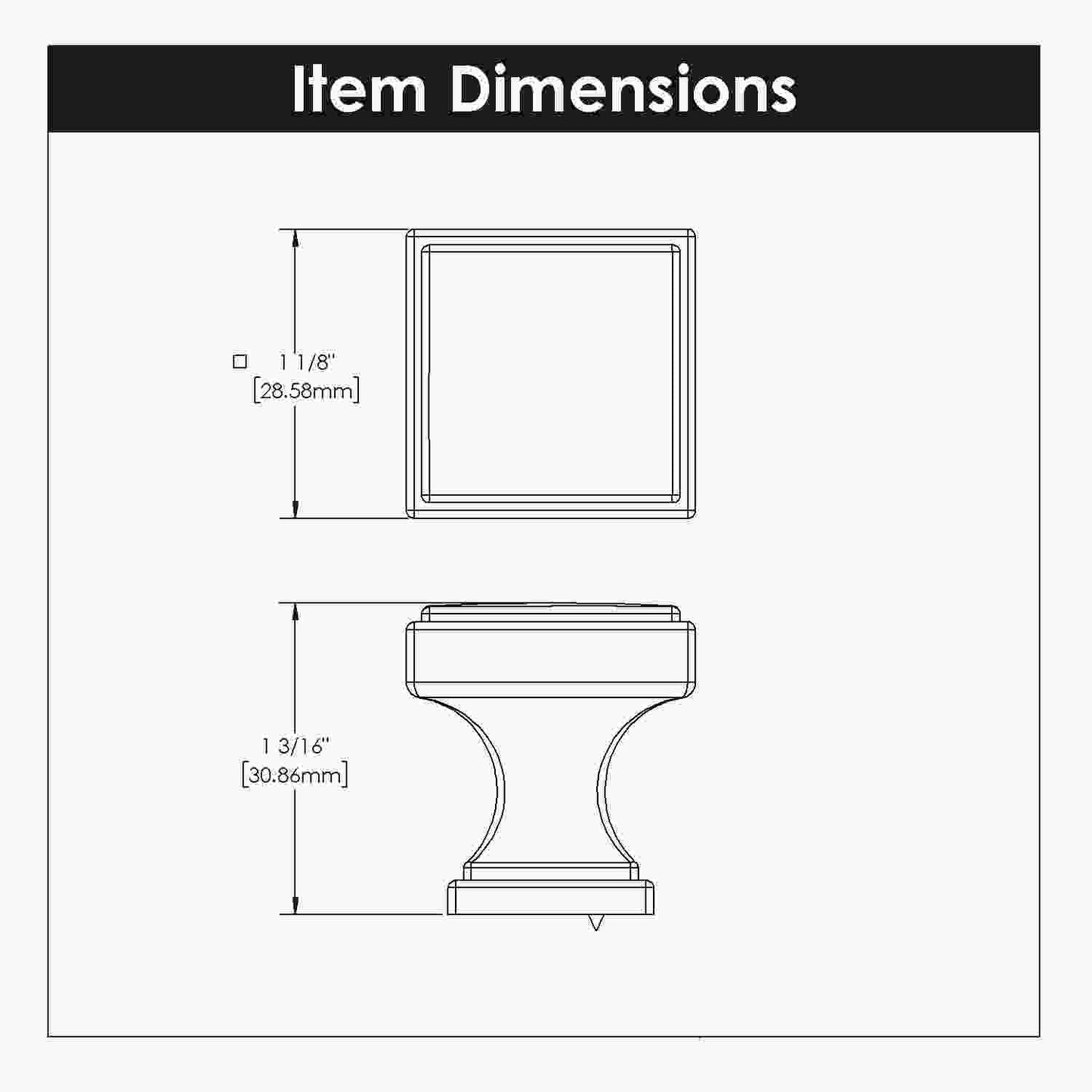 1-1/8 Inch Square Brownstone Square Knob