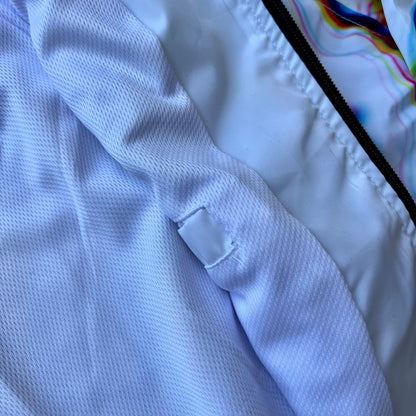 White Chromatic Drip - Zip Up Hood Windbreaker