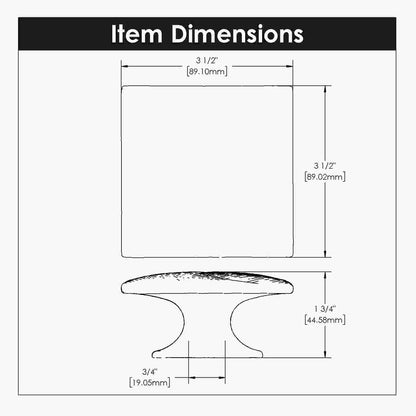 3-1/2 Inch Square Bijou Tempest Square Knob