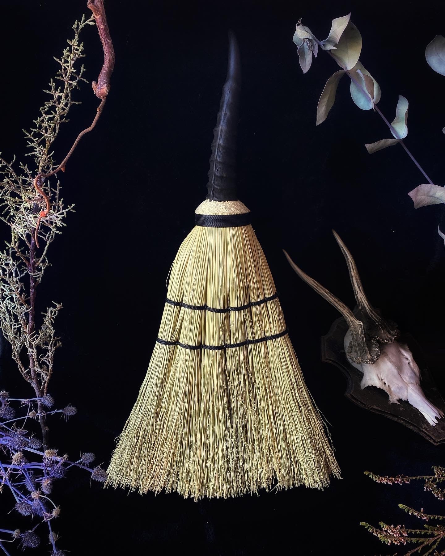 Troll’s Altar Broom - w/ Talisman Springbok Horn Handle