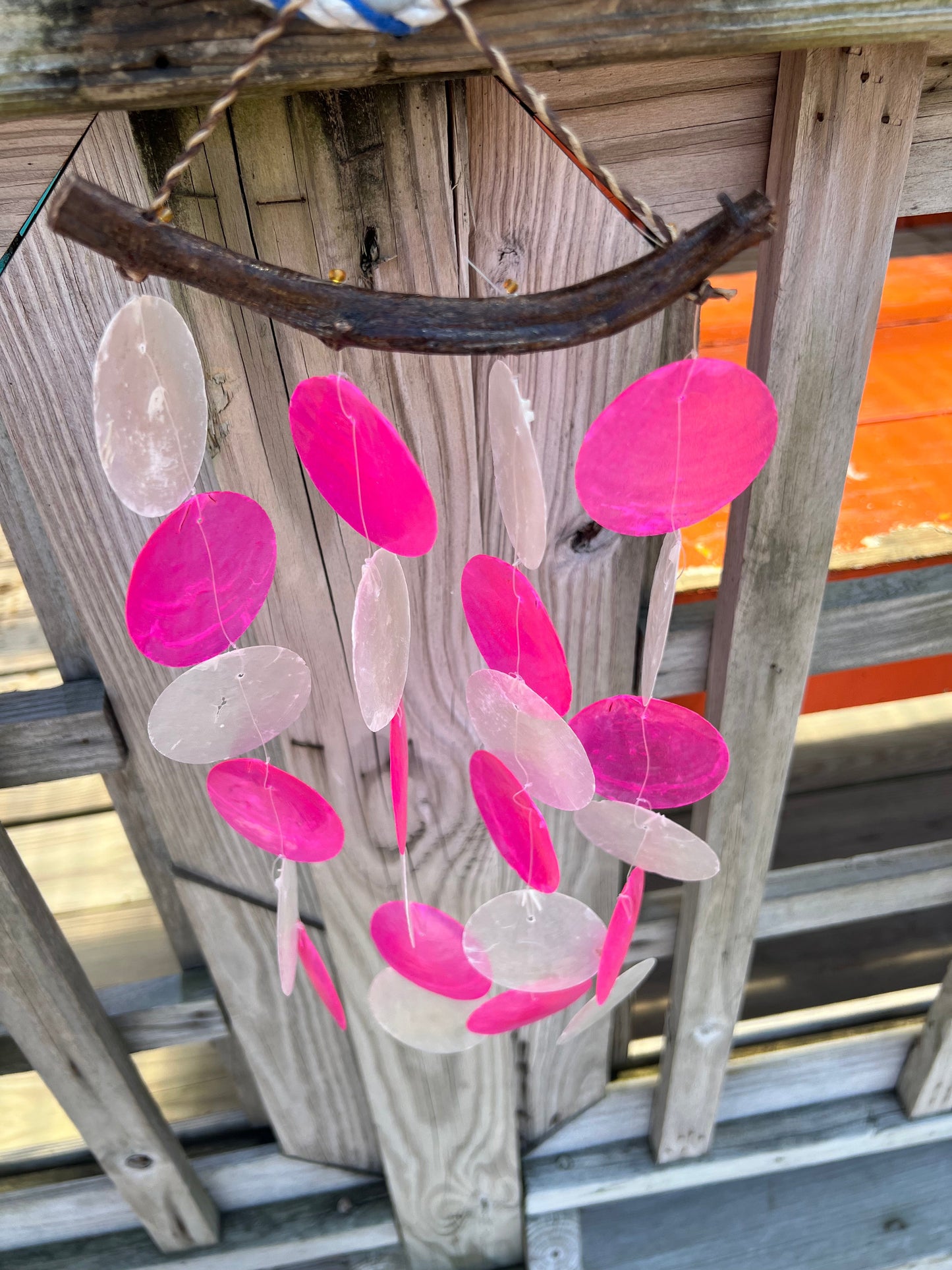 Multicolored Capiz Shell Drop- Blue, Pink or Rainbow