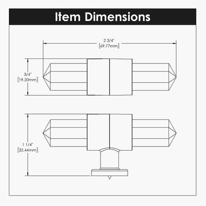 2-3/4 Inch x 3/4 Inch Bijou Aura T-Knob