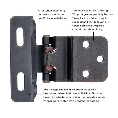 Self-Closing Semi-Concealed Hinge