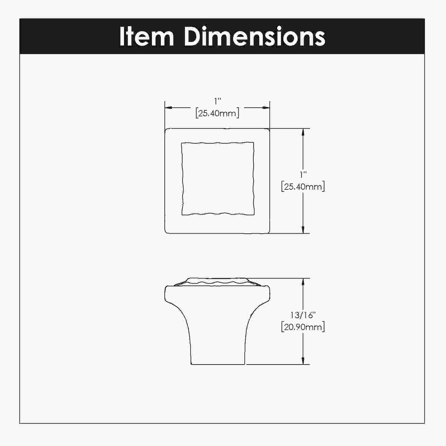 1 Inch Square Bijou Astoria Square Knob