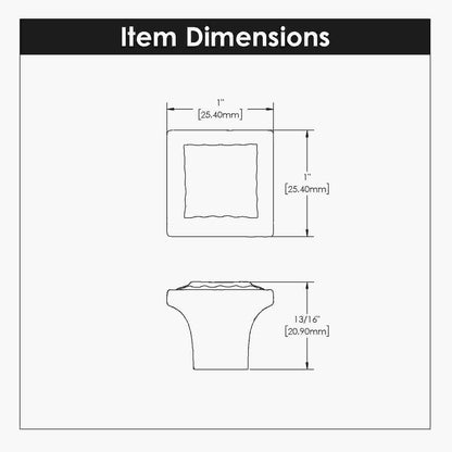 1 Inch Square Bijou Astoria Square Knob