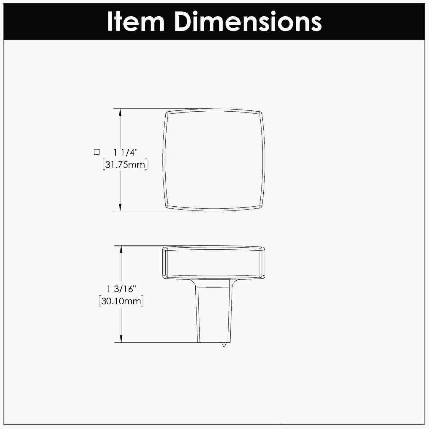 1-1/4 Inch Square Coventry Square Knob