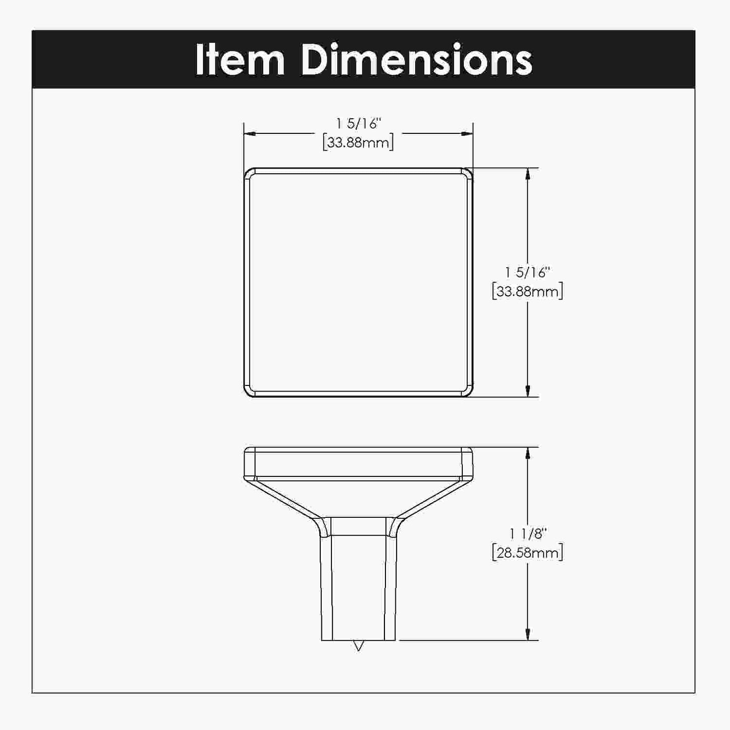 1-5/16 Inch Square Emerge Square Knob