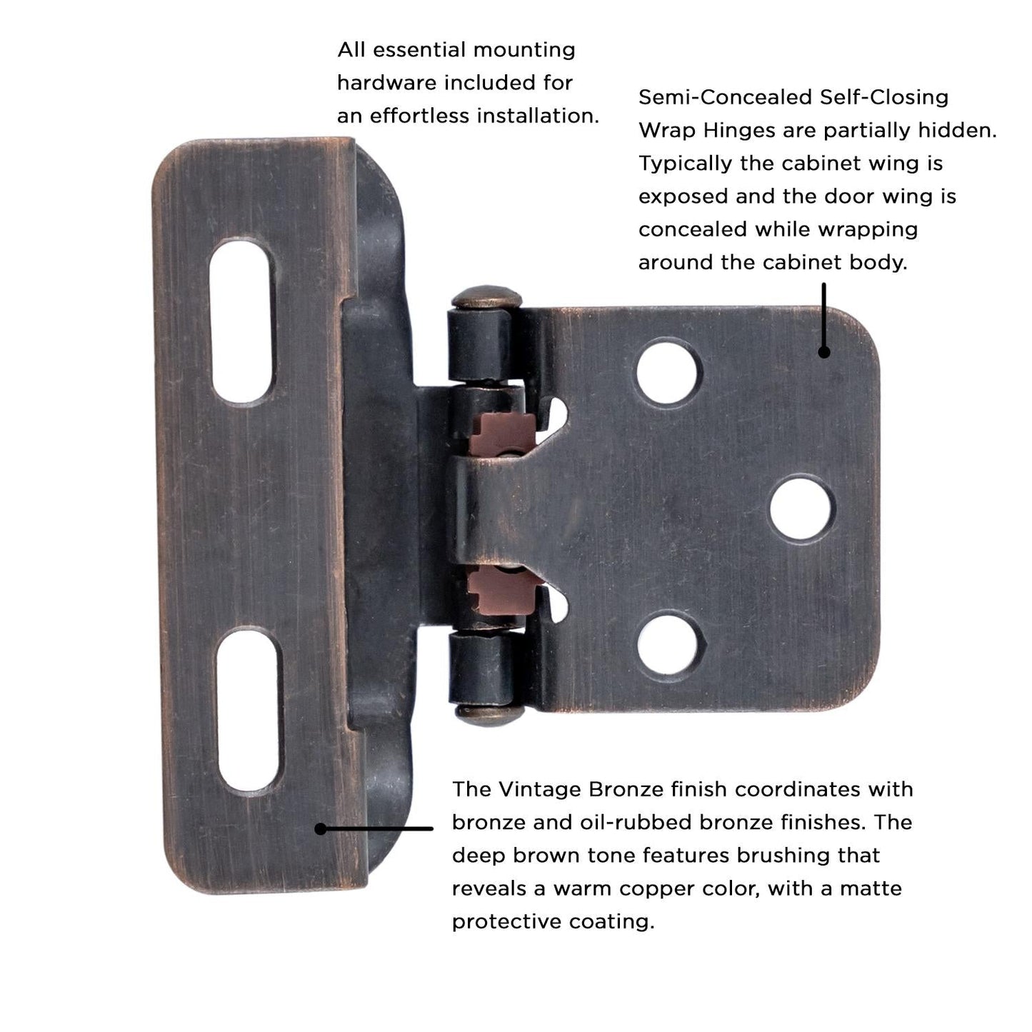 Self-Closing Semi-Concealed Hinge
