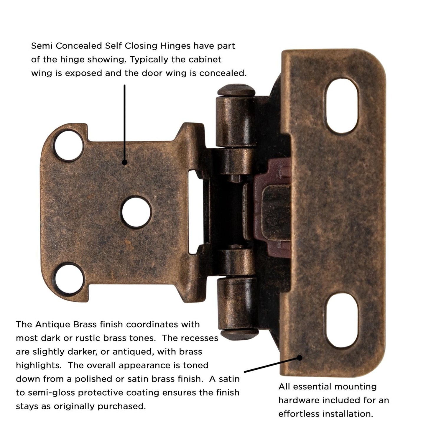 Self-Closing Semi-Concealed Hinge