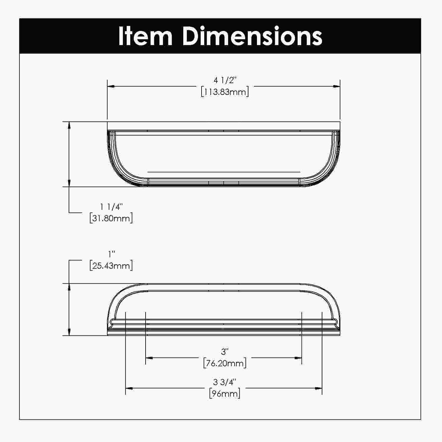3 Inch & 3-3/4 Inch (96mm) Center to Center Berkshire Cup Pull