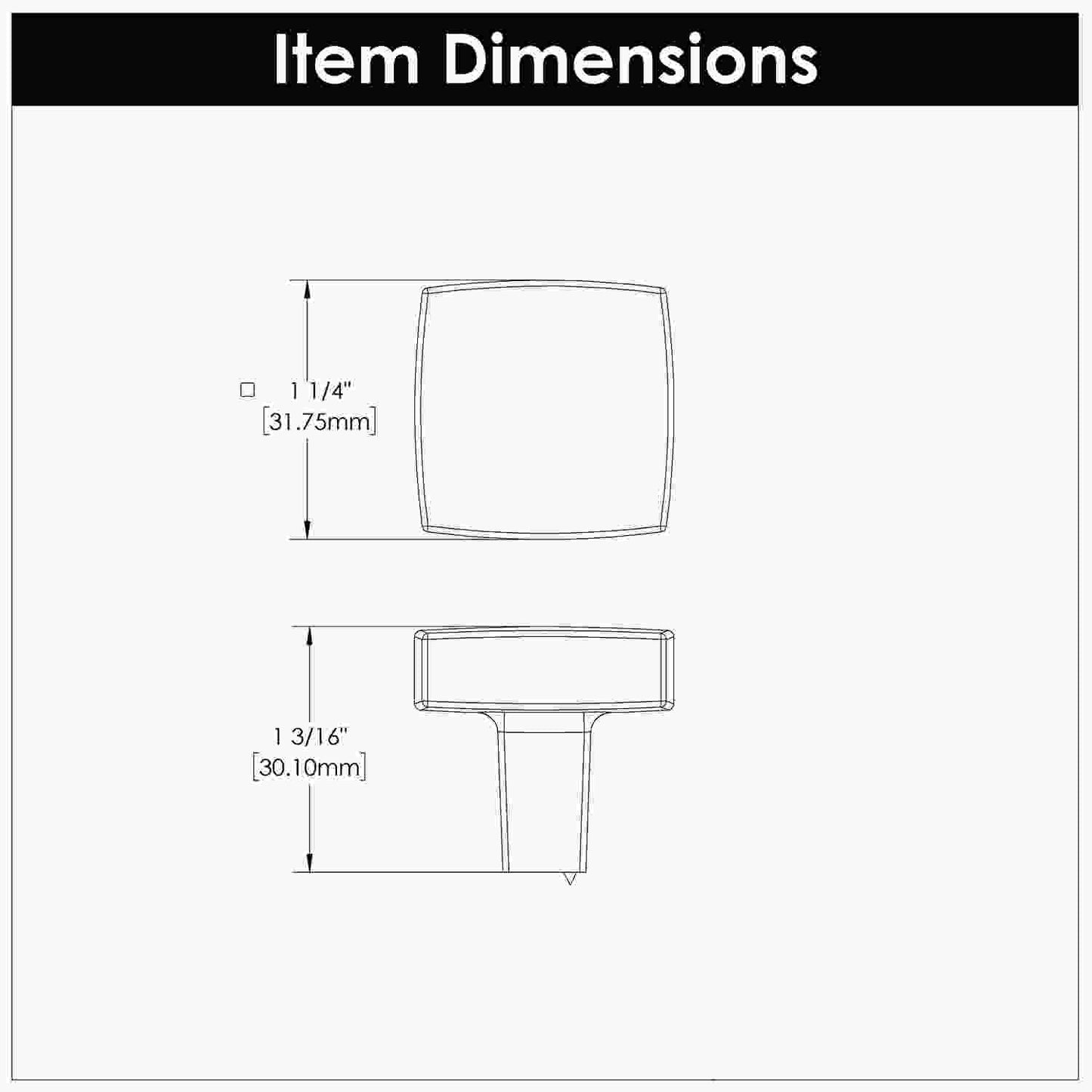 1-1/4 Inch Square Coventry Square Knob