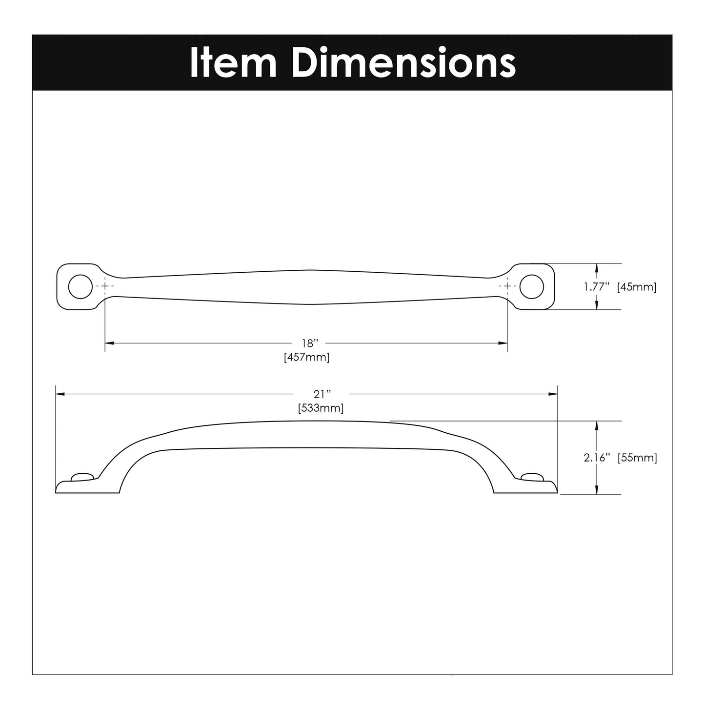 18 Inch Center to Center Refined Rustic Appliance Pull