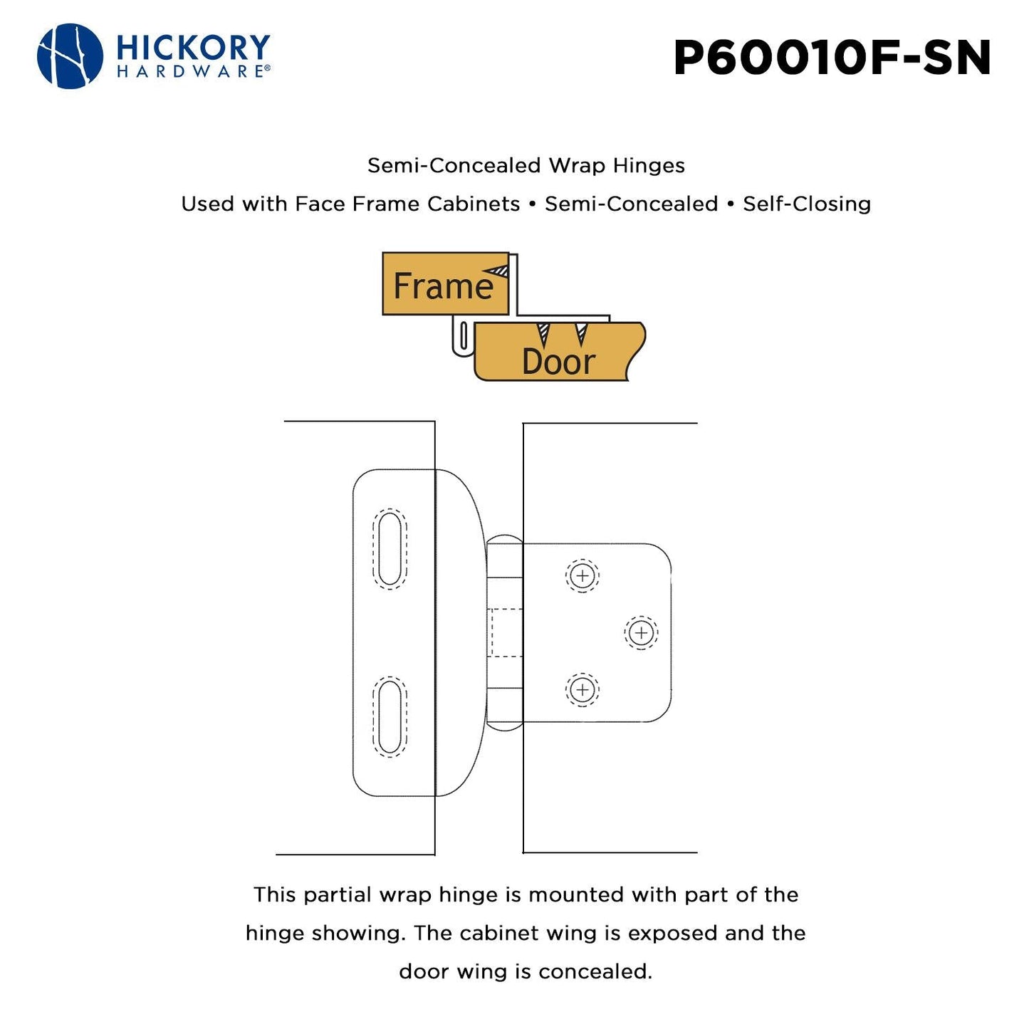 Self-Closing Semi-Concealed Hinge
