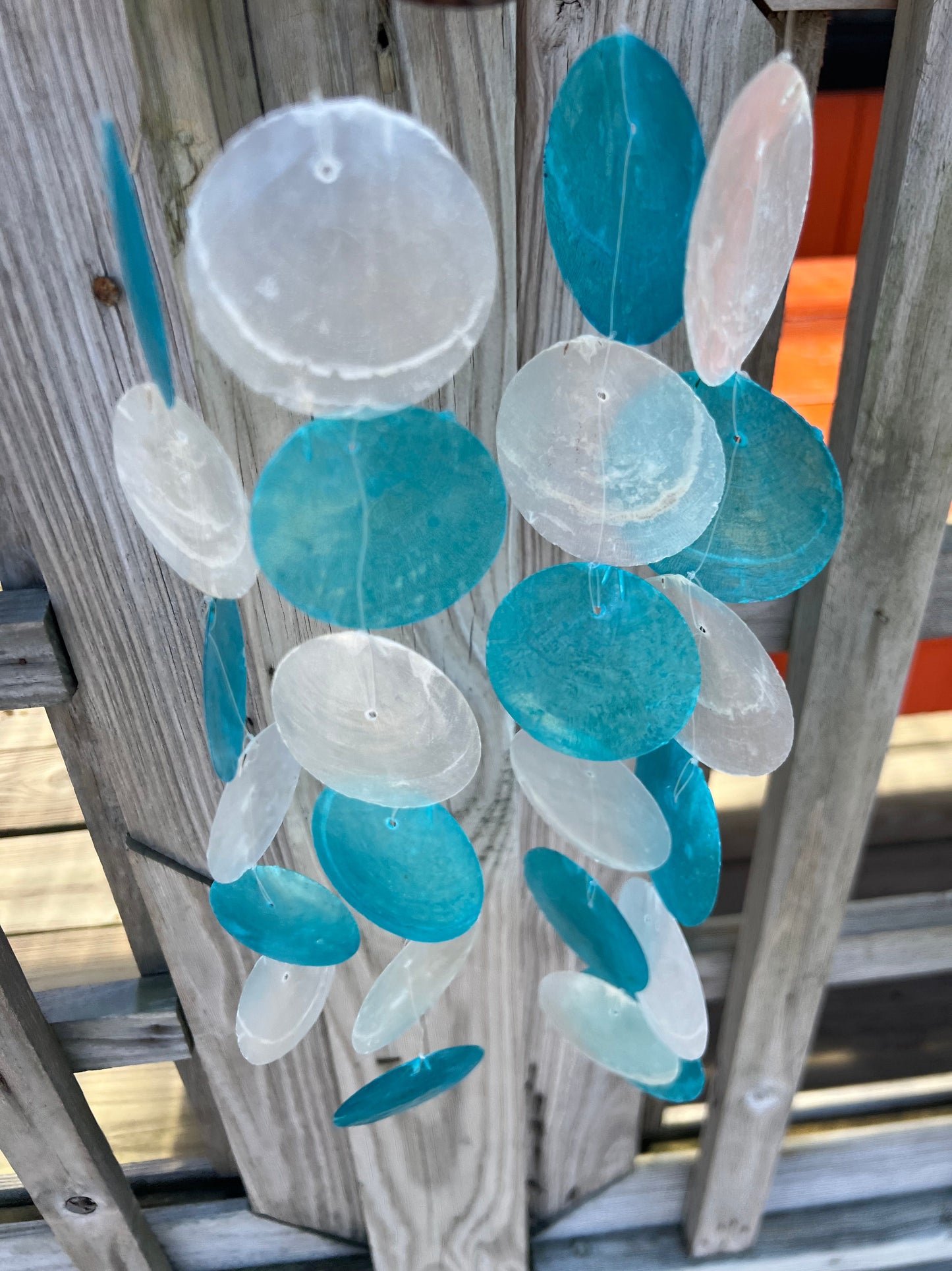 Multicolored Capiz Shell Drop- Blue, Pink or Rainbow