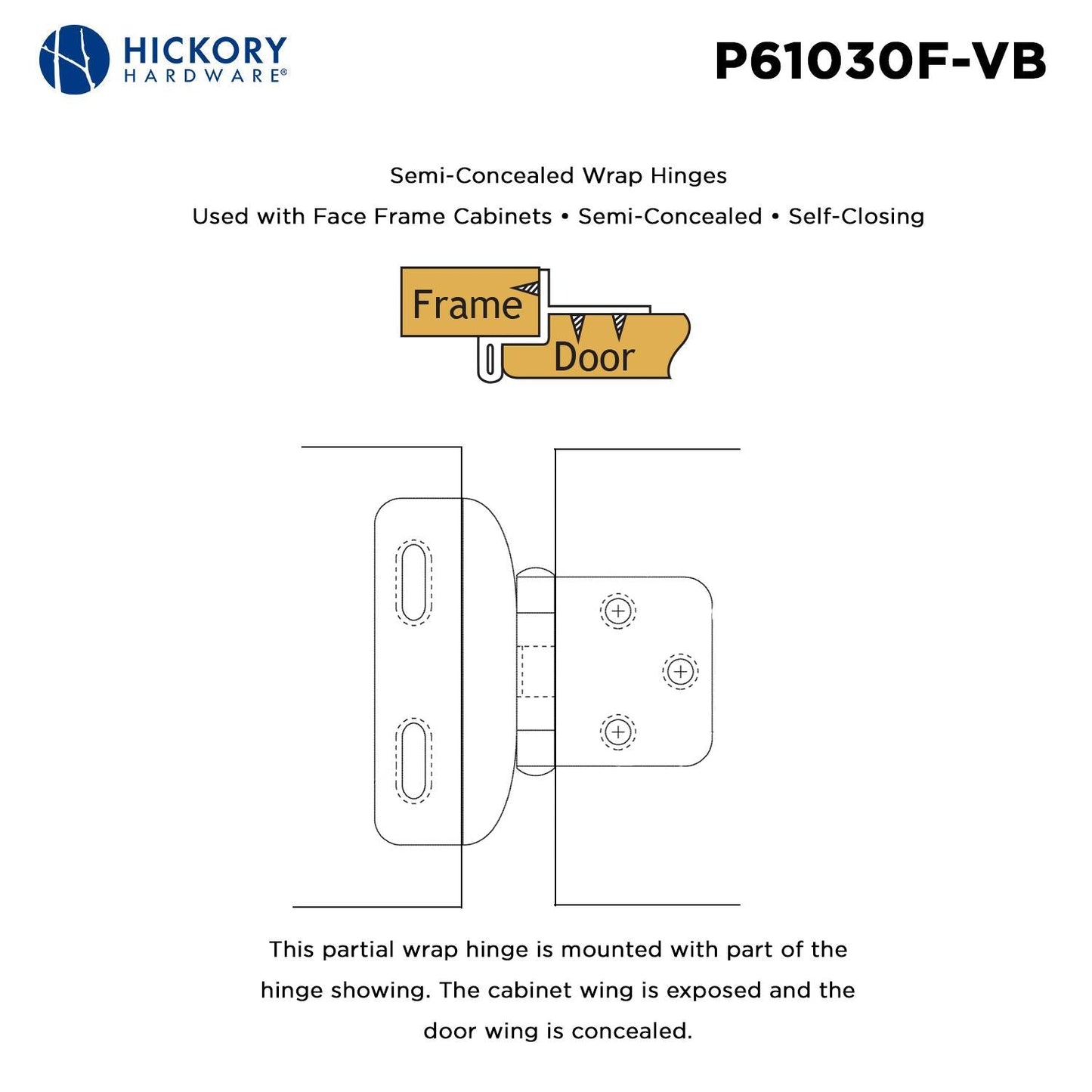Self-Closing Semi-Concealed Hinge