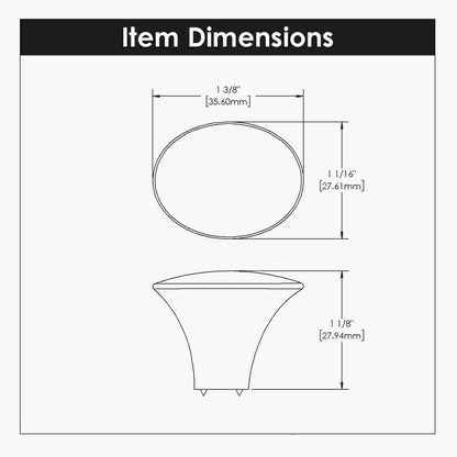1-7/16 Inch x 1-1/8 Inch Oval Olivet Oval Knob