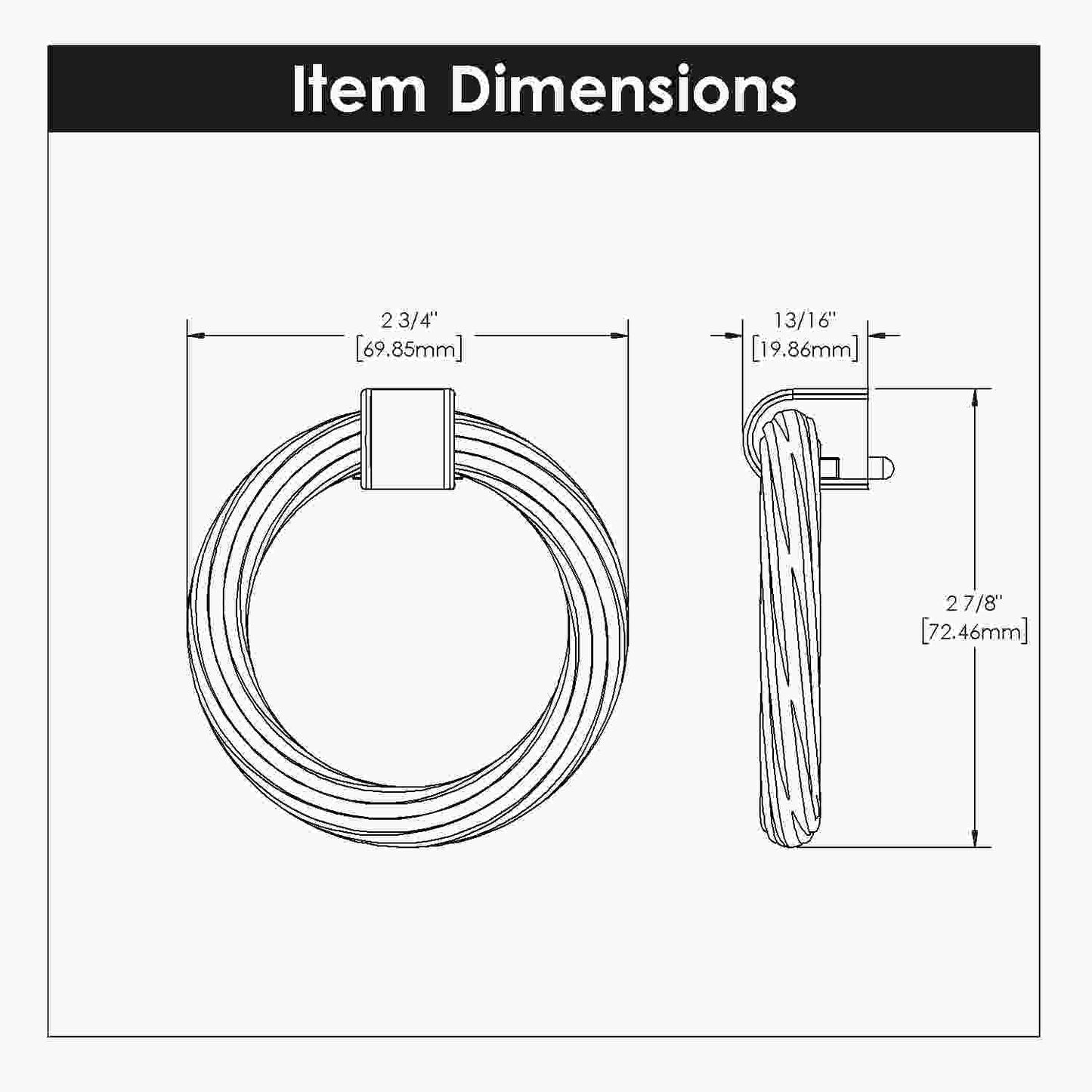 2-7/8 Inch x 2-3/4 Inch Bijou Sybil Ring Pull
