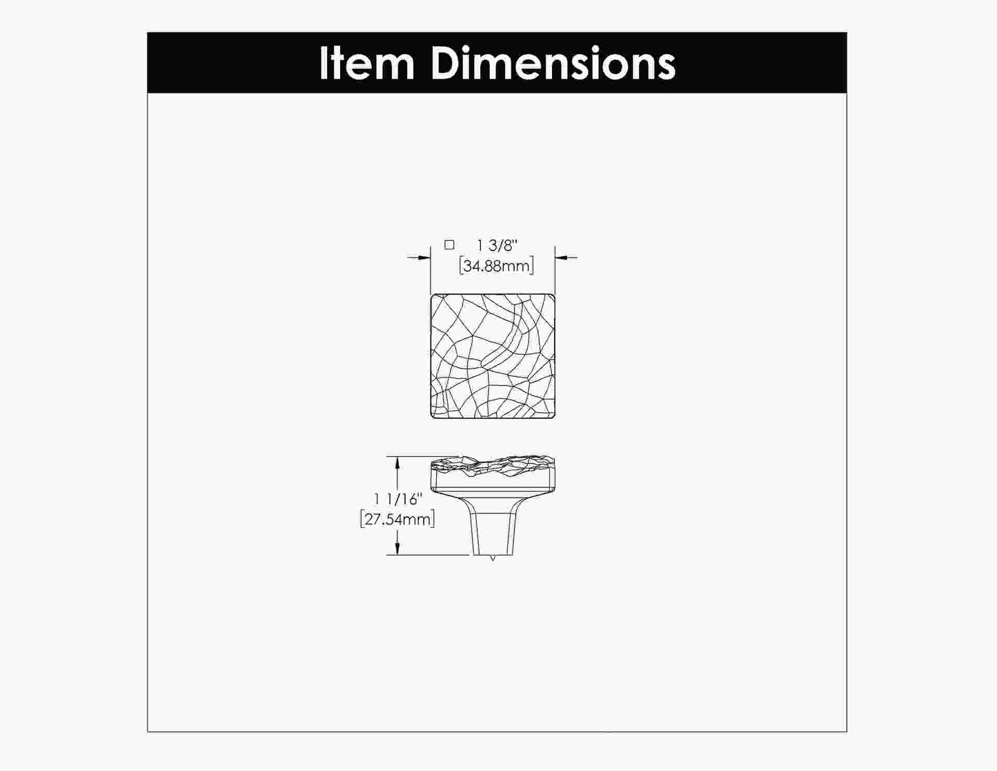 1-3/8 Inch Square Sandrine Square Knob