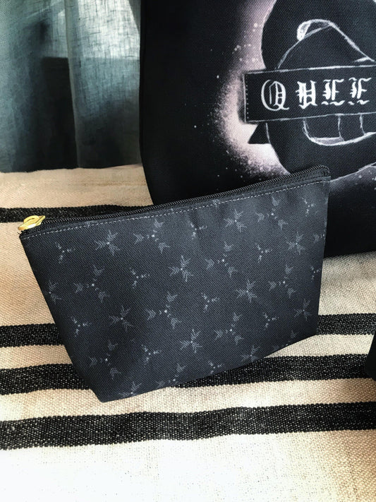 Black Geometric Pouches for Cosmetics or Travel