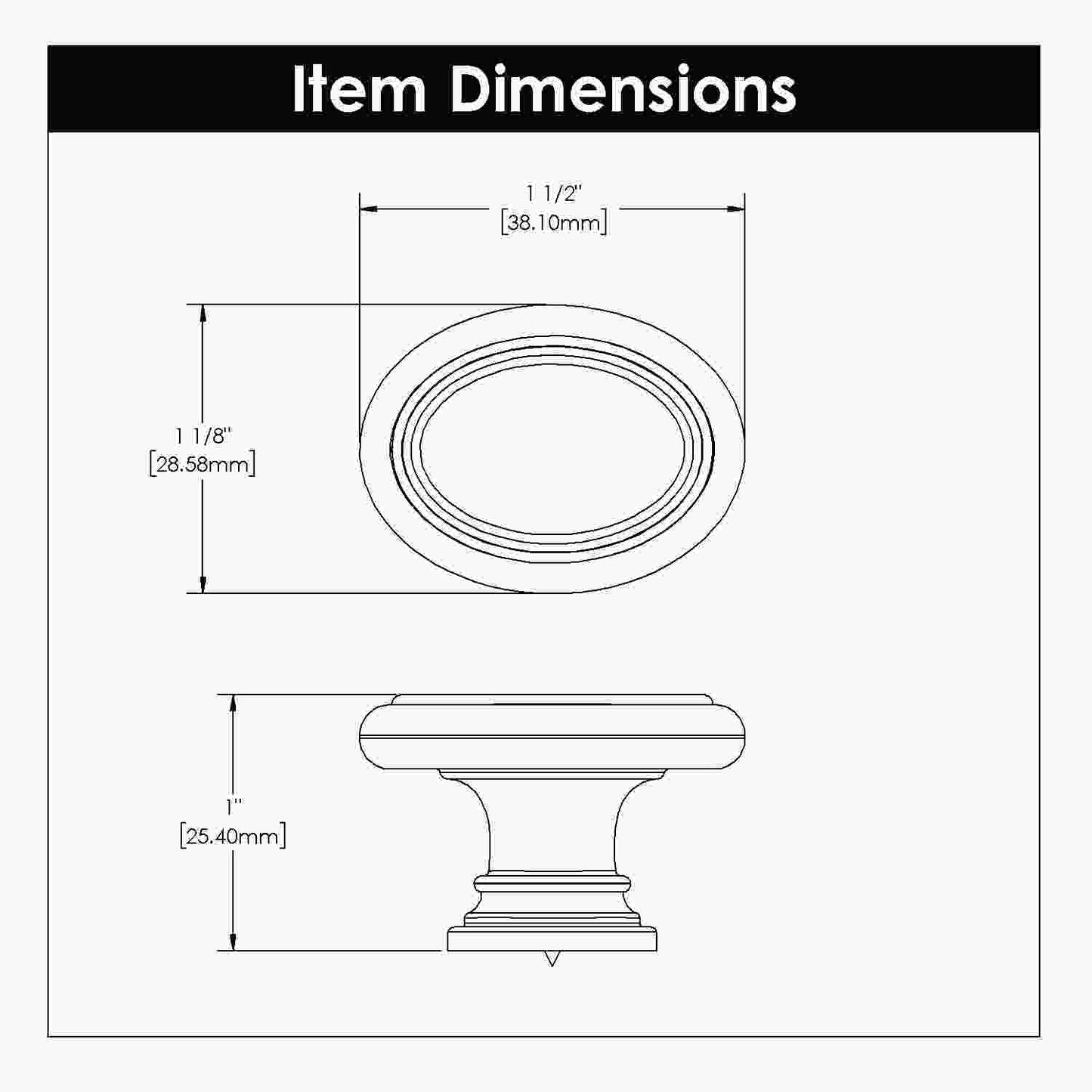 1-1/2 Inch x 1-1/8 Inch Oval Berkshire Oval Knob