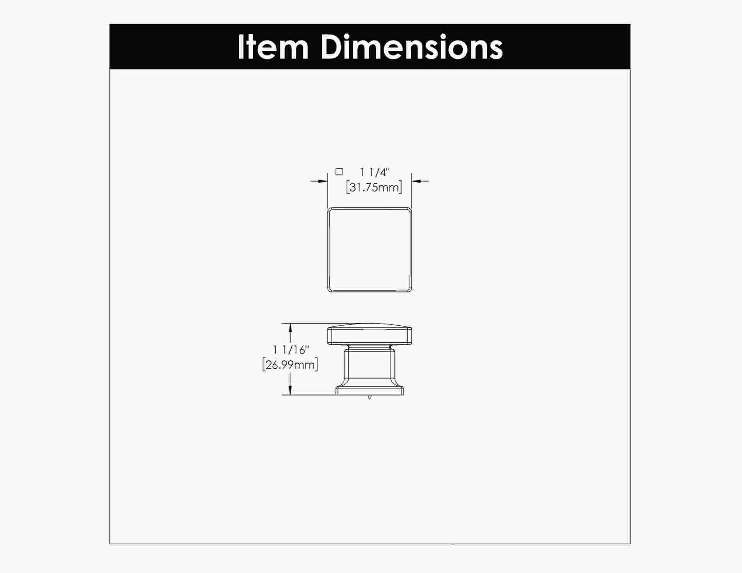 1-1/4 Inch Square Cambridge Square Knob