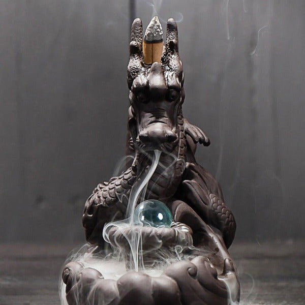 Pearl Guarding Dragon Backflow Incense Burner