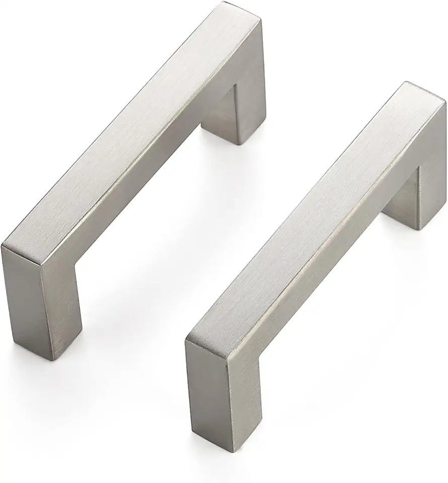 3" Center-to-Center Satin Nickel Square Asher Cabinet Pull