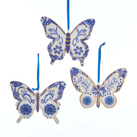 Indigo Blue Butterfly Ornament -