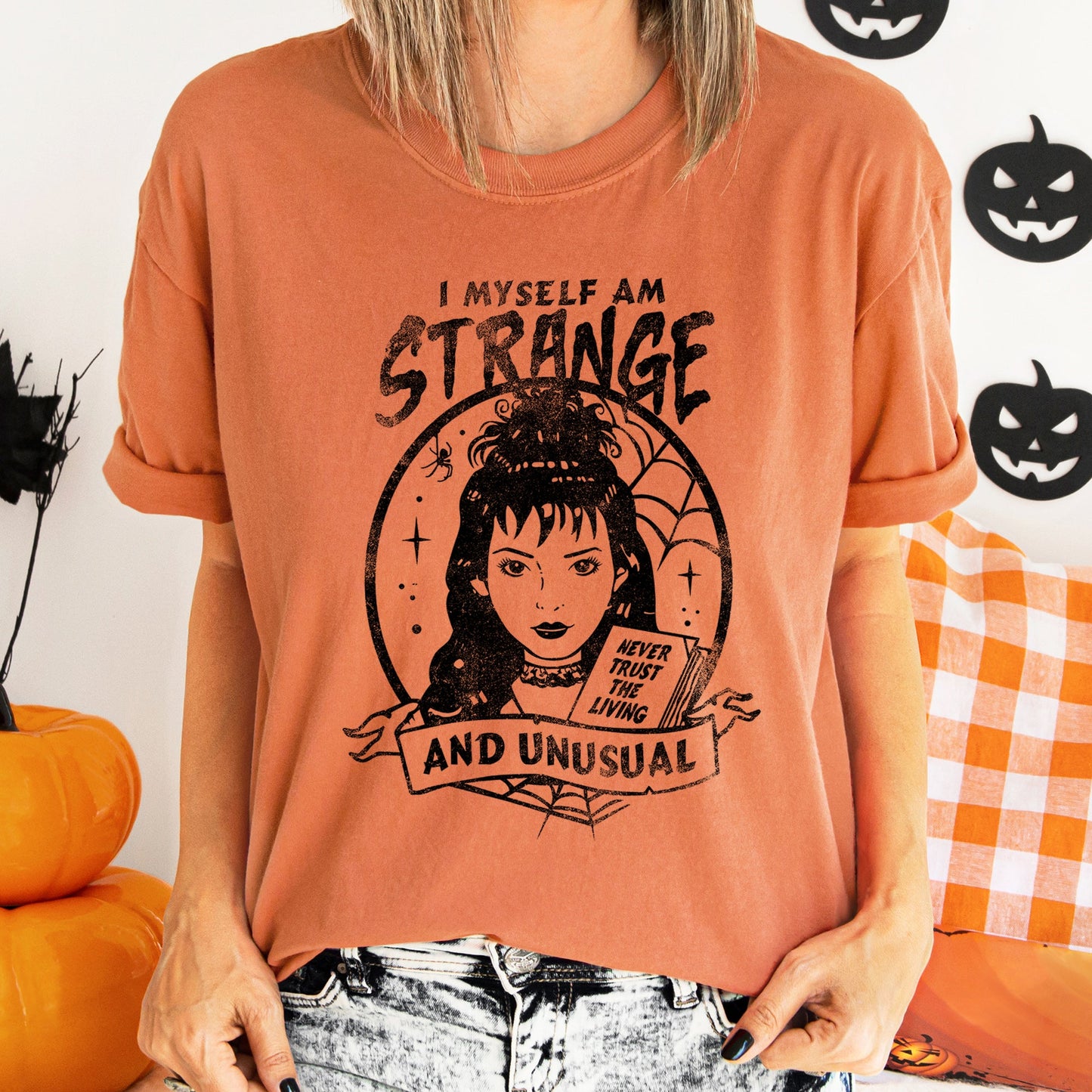I Myself Am Strange And Unusual Retro Halloween Comfort Colors Tshirt