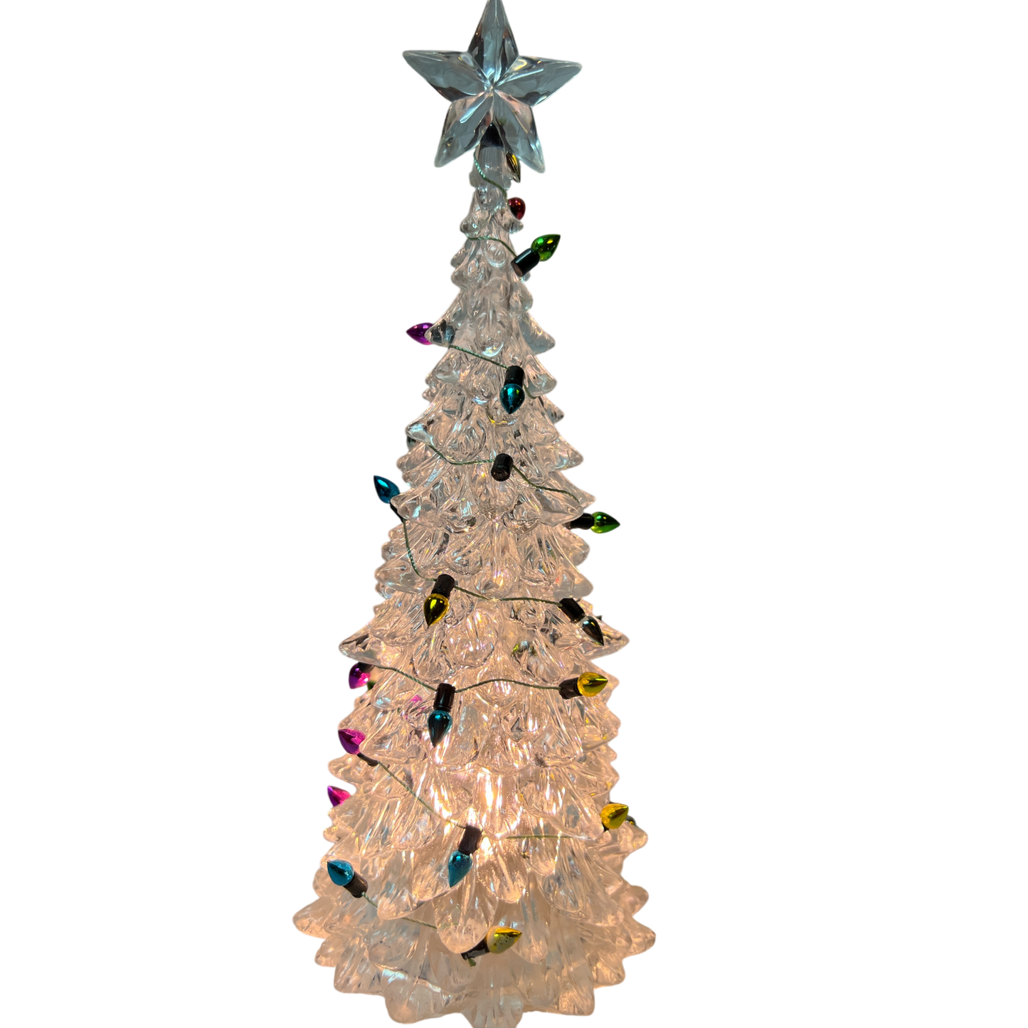 8 Inch Lighted Acrylic Christmas Tree - Clear