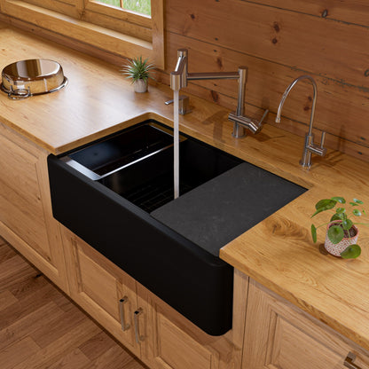 ALFI brand AB33FARM 33" Granite Composite Single Bowl Drop In Farm Sink with Accessories