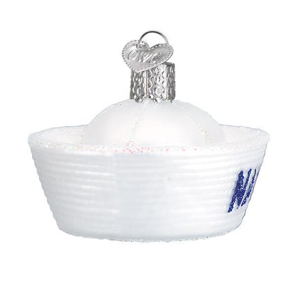 Navy Cap Glass Ornament