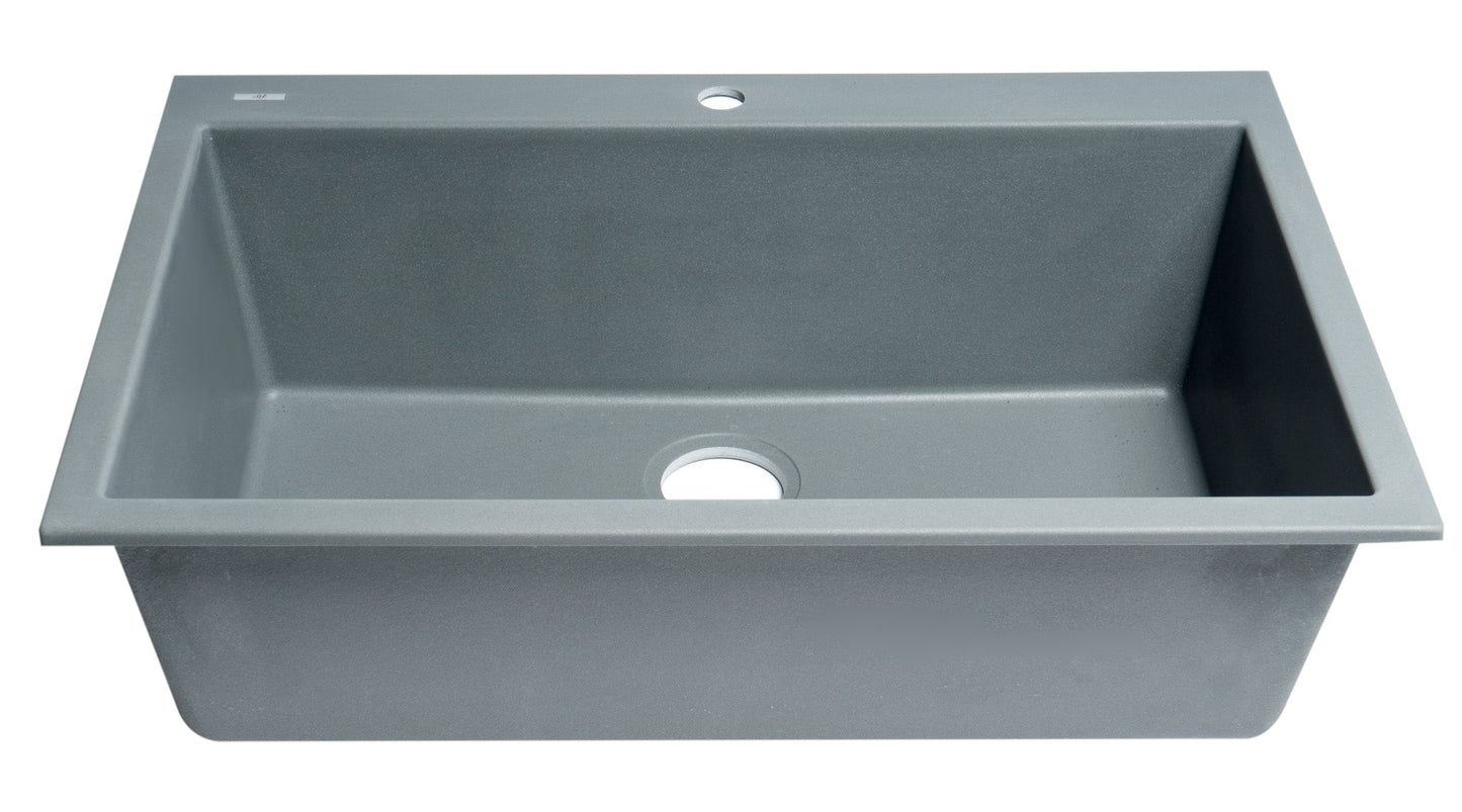 ALFI brand AB3322DI 33" Single Bowl Drop In Granite Composite Kitchen Sink
