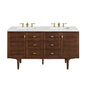 Amberly 60" Double Vanity Cabinet, Mid-Century Walnut