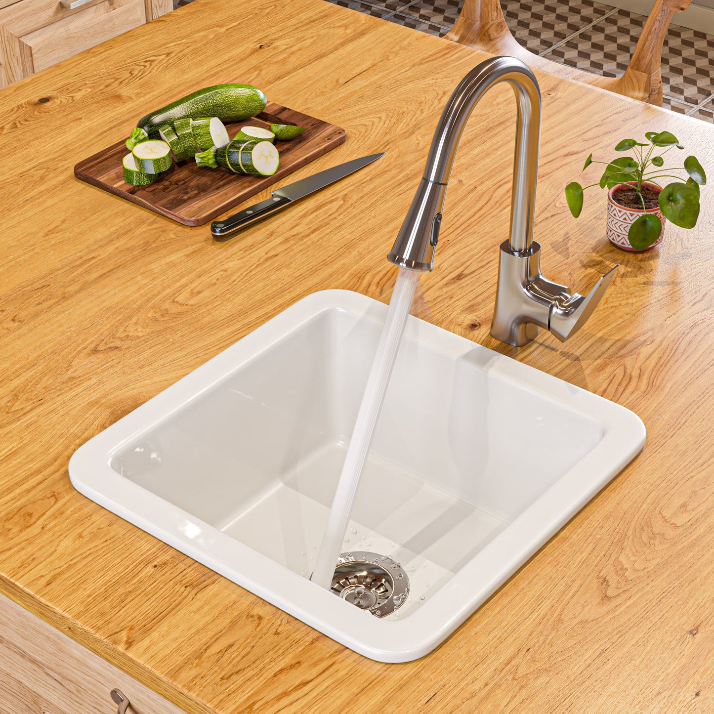 ALFI brand ABKF3889 Square Gooseneck Pull Down Kitchen Faucet