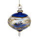 Gold Etched Blown Glass Sphere - Blue