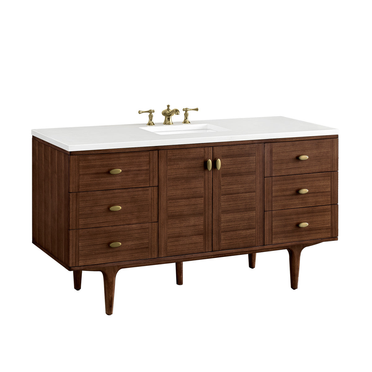 Amberly 60" Single Vanity Cabinet, Mid-Century Walnut