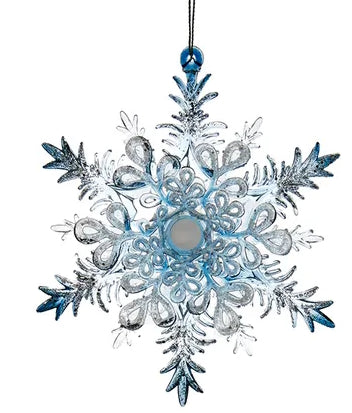 Blue / Clear Snowflake Ornament -